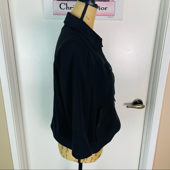 Larry Levine Stretch Black Denim Slightly Cropped Blazer Jacket Size Medium - Picture 10 of 10